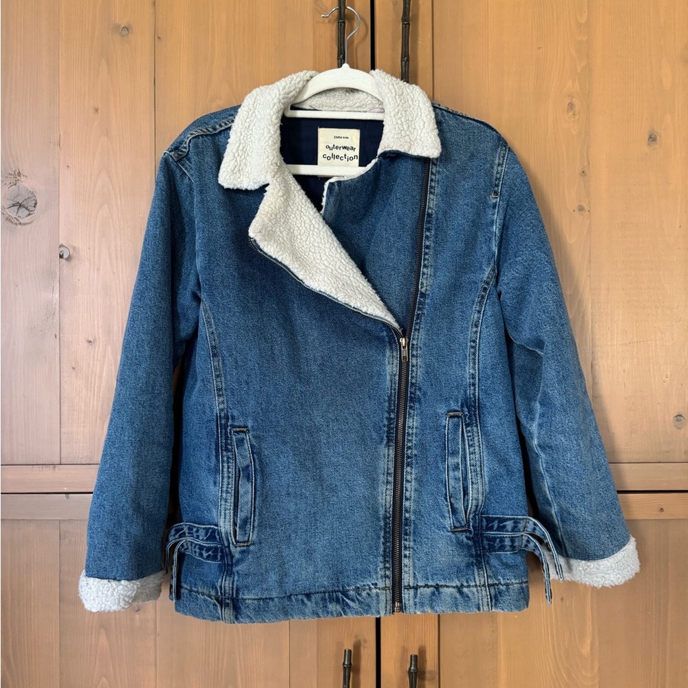 Quilted Denim Jacket with Sherpa Lining